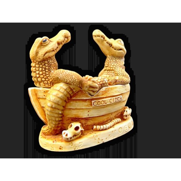 Croc Pot Crocodiles in Boat 1997 Harmony Kingdom Trinket Box Figurine - Picture 2 of 10